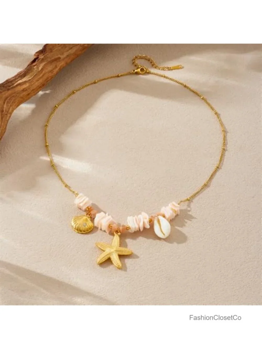 Shell Starfish Pendant Necklace | Beach Summer Jewelry | Natural Shell Beads |